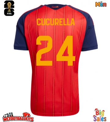Spain Marc Cucurella #24 Replica Home Stadium Shirt World Cup 2026 Short Sleeve